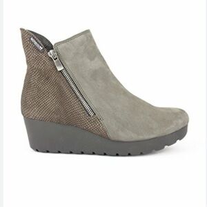 Mephisto Sz 8 Tonia Wedge Ankle Boot in Grey and Brown Nubuck Leather